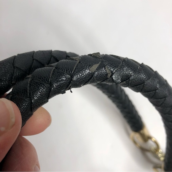 Olivia & Joy Beige Woven Black Leather Gold‎ Hardware Chain Purse - Picture 9 of 16